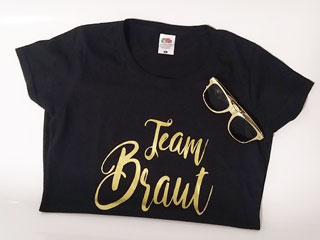 Top Team Braut Jga Shirt Glamour Schwarz Mit Goldener Schrift