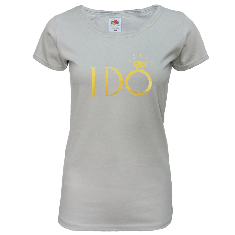 JGA Braut-Shirt "I DO" - Hellgrau