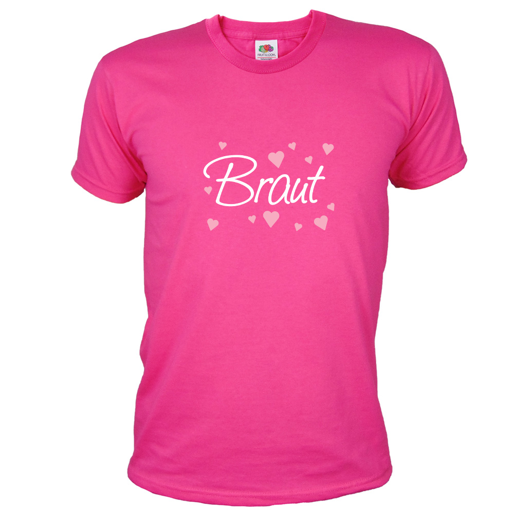 Pinkfarbenes Herren JGA-Shirt mit Braut-Aufdruck