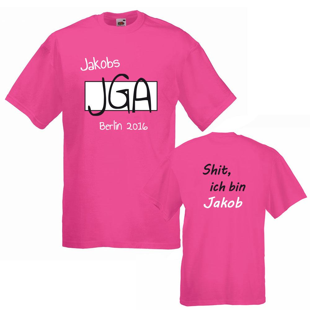 Pinkes Herren-JGA-Shirt mit Namen des Bräutigams
