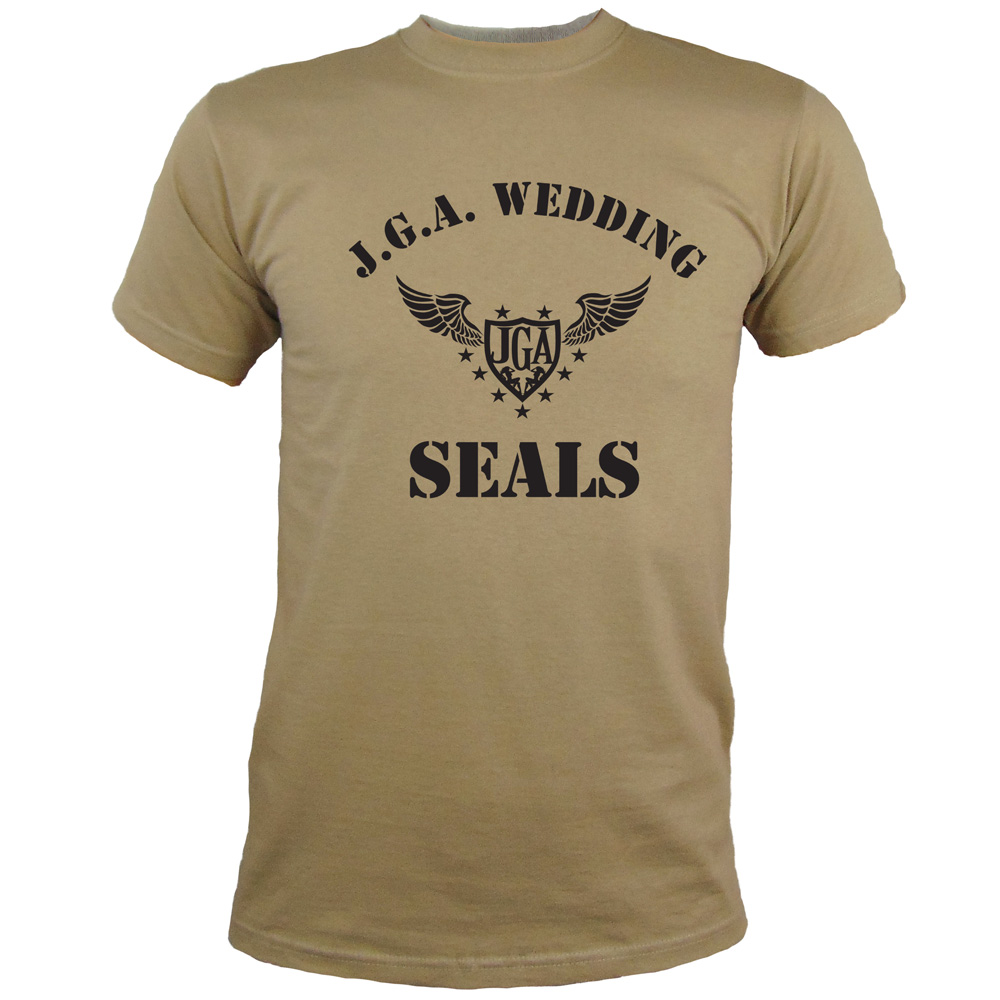 Junggesellenabschied-Shirt Wedding Seals in Khaki