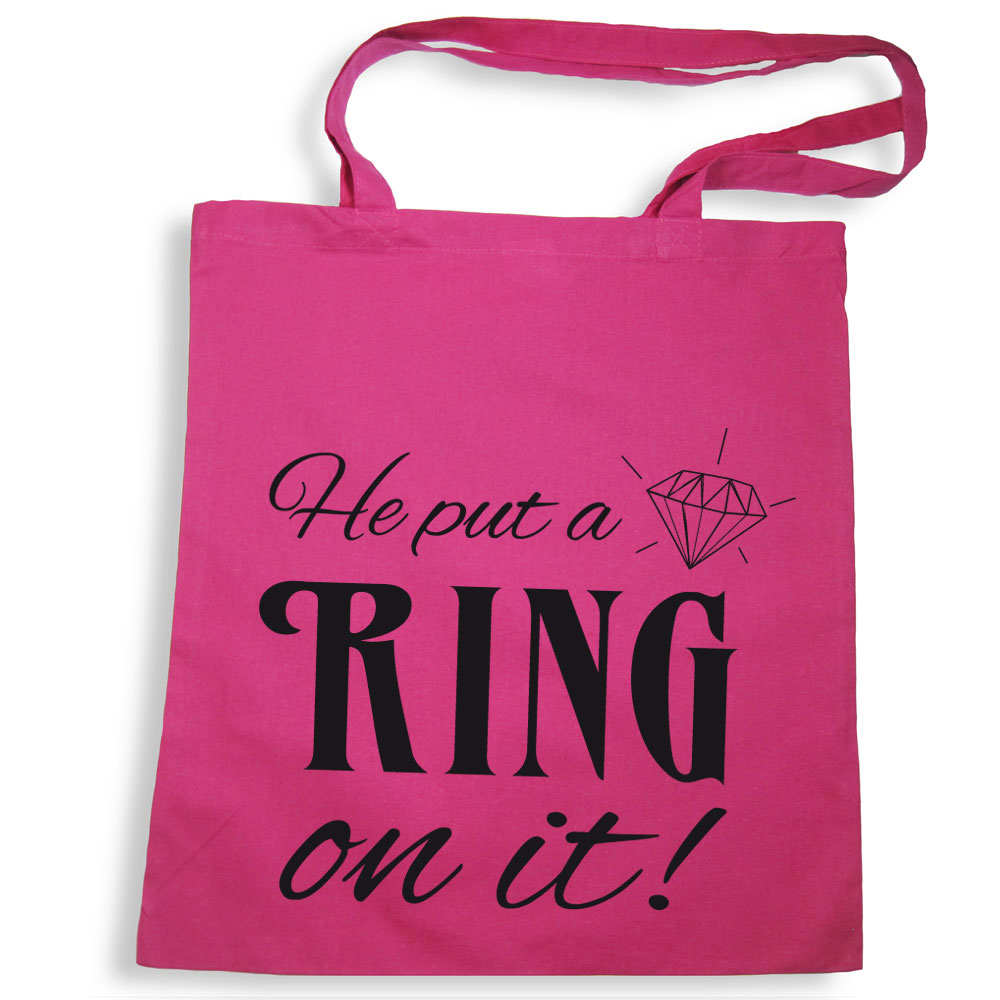 Pinkfarbene Tote Bag mit Ring-Slogan
