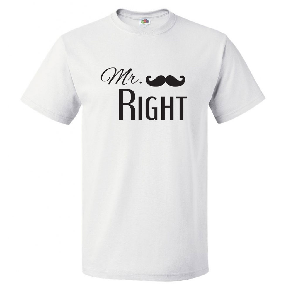 Weißes T-Shirt mit Aufdruck "Mr. Right"