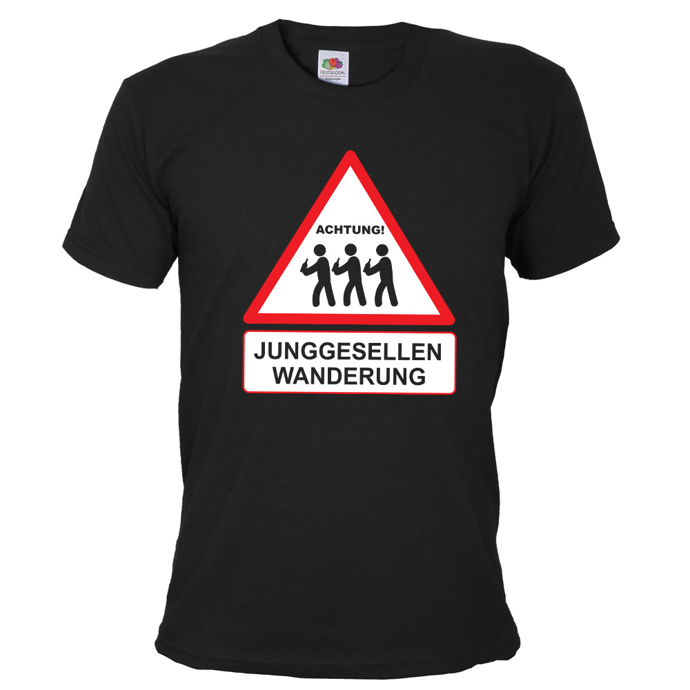 Jga Shirt Achtung Junggesellen Wanderung Schwarz